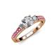 2 - Dzeni Diamond Three Stone with Side Pink Sapphire Ring 