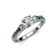 2 - Dzeni Diamond Three Stone with Side Emerald Ring 