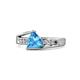 1 - Medora 7.00 mm Trillion Cut Blue Topaz and Diamond Engagement Ring 