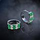 2 - Candice 2.00 mm Petite Emerald and Diamond Double Row Hoop Earrings 