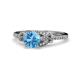 1 - Katelle Desire Blue Topaz and Diamond Engagement Ring 