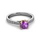 3 - Aziel Desire Amethyst and Diamond Solitaire Plus Engagement Ring 