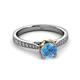 3 - Aziel Desire Blue Topaz and Diamond Solitaire Plus Engagement Ring 