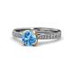 1 - Aziel Desire Blue Topaz and Diamond Solitaire Plus Engagement Ring 