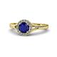 1 - Lyneth Desire Blue Sapphire and Diamond Halo Engagement Ring 