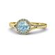 1 - Lyneth Desire Aquamarine and Diamond Halo Engagement Ring 