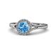 1 - Lyneth Desire Blue Topaz and Diamond Halo Engagement Ring 
