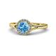 1 - Lyneth Desire Blue Topaz and Diamond Halo Engagement Ring 