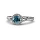 1 - Lyneth Desire Blue and White Diamond Halo Engagement Ring 