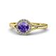 1 - Lyneth Desire Iolite and Diamond Halo Engagement Ring 