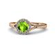1 - Lyneth Desire Peridot and Diamond Halo Engagement Ring 