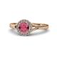 1 - Lyneth Desire Rhodolite Garnet and Diamond Halo Engagement Ring 