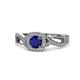 1 - Amy Desire 1.40 ctw Blue Sapphire Round (6.00 mm) & Natural Diamond Round (1.10 mm) Swirl Halo Engagement Ring 