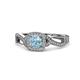 1 - Amy Desire 1.12 ctw Aquamarine Round (6.50 mm) & Natural Diamond Round (1.10 mm) Swirl Halo Engagement Ring 