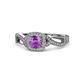 1 - Amy Desire 1.12 ctw Amethyst Round (6.50 mm) & Natural Diamond Round (1.10 mm) Swirl Halo Engagement Ring 