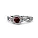 1 - Amy Desire 1.30 ctw Red Garnet Round (6.50 mm) & Natural Diamond Round (1.10 mm) Swirl Halo Engagement Ring 