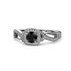 1 - Amy Desire 1.25 ctw Black Diamond Round (6.00 mm) & Natural Diamond Round (1.10 mm) Swirl Halo Engagement Ring 