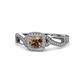 1 - Amy Desire 1.25 ctw Smoky Quartz Round (6.50 mm) & Natural Diamond Round (1.10 mm) Swirl Halo Engagement Ring 