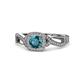 1 - Amy Desire 1.20 ctw London Blue Topaz Round (6.50 mm) & Natural Diamond Round (1.10 mm) Swirl Halo Engagement Ring 