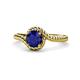 1 - Aerin Desire 6.00 mm Round Blue Sapphire Bypass Solitaire Engagement Ring 