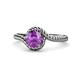 1 - Aerin Desire 6.50 mm Round Amethyst Bypass Solitaire Engagement Ring 