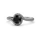 1 - Aerin Desire 6.00 mm Round Black Diamond Bypass Solitaire Engagement Ring 