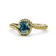 1 - Aerin Desire 6.00 mm Round Blue Diamond Bypass Solitaire Engagement Ring 