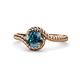 1 - Aerin Desire 6.00 mm Round Blue Diamond Bypass Solitaire Engagement Ring 
