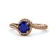1 - Aerin Desire 6.00 mm Round Blue Sapphire Bypass Solitaire Engagement Ring 