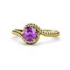 1 - Aerin Desire 6.50 mm Round Amethyst Bypass Solitaire Engagement Ring 