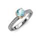 4 - Aziel Desire Aquamarine and Diamond Solitaire Plus Engagement Ring 