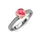 4 - Aziel Desire Pink Tourmaline and Diamond Solitaire Plus Engagement Ring 