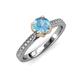 4 - Aziel Desire Blue Topaz and Diamond Solitaire Plus Engagement Ring 