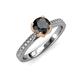 4 - Aziel Desire Black and White Diamond Solitaire Plus Engagement Ring 