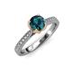4 - Aziel Desire Blue and White Diamond Solitaire Plus Engagement Ring 