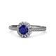 1 - Jolie Signature Blue Sapphire and Diamond Floral Halo Engagement Ring 