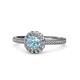1 - Jolie Signature Aquamarine and Diamond Floral Halo Engagement Ring 