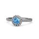 1 - Jolie Signature Blue Topaz and Diamond Floral Halo Engagement Ring 