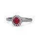 1 - Jolie Signature Ruby and Diamond Floral Halo Engagement Ring 