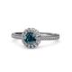 1 - Jolie Signature Blue and White Diamond Floral Halo Engagement Ring 