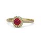 1 - Jolie Signature Ruby and Diamond Floral Halo Engagement Ring 