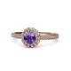1 - Jolie Signature Iolite and Diamond Floral Halo Engagement Ring 