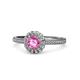 1 - Jolie Signature Lab Created Pink Sapphire and Diamond Floral Halo Engagement Ring 