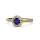 1 - Jolie Signature Blue Sapphire and Diamond Floral Halo Engagement Ring 