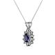 2 - Giselle Blue Sapphire and Diamond Halo Pendant 
