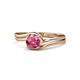 1 - Elena Signature 5.50 mm Round Pink Tourmaline Bypass Solitaire Engagement Ring 
