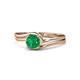 1 - Elena Signature 5.50 mm Round Emerald Bypass Solitaire Engagement Ring 
