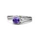 1 - Elena Signature 5.50 mm Round Iolite Bypass Solitaire Engagement Ring 