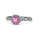 1 - Allene Signature Diamond and Pink Sapphire Halo Engagement Ring 