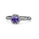 1 - Allene Signature Iolite and Diamond Halo Engagement Ring 